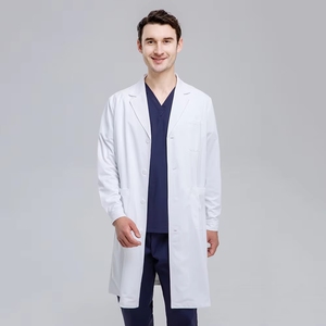 Blouse médicale unisexe de haute qualité pour hôpital, blouse de laboratoire, tenue médicale personnalisée, antistatique, en tissu peigné blanc - Product Image 2
