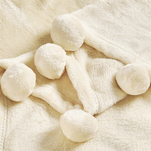 Cozy Pompom Throw Blanket Plush Fluffy Pom Pom Ball Trim Blanket for <b>Sofa</b> Bedding Home Decor Gift - Product Image 6