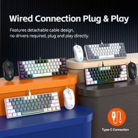 Clavier et souris de jeu filaires OEM 60% 61 touches TKL, clavier mécanique à rétroéclairage RVB avec interrupteurs rouges, ensemble clavier et souris pour PC Gamer