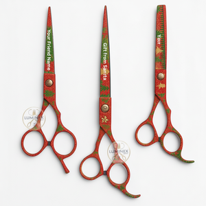 Yasaka 3PCS Professional <b>Barber</b> Scissors <b>Set</b> Stainless Steel Sharp Christmas Tree Design Hair Cutting Thinning Hair Dressing - Product Image 1
