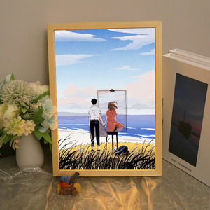 Lámpara de Arte de foto personalizada 3D casa Naturaleza muerta pintura iluminada sol Led ilustraciones pared artes lámpara de noche 40 60 de moda 10000 - Product Image 2