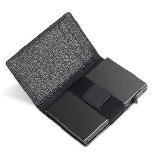 Tarjetero de cuero con bloqueo Rfid inteligente para hombre, billetera de alta calidad con logotipo personalizado Simple, con accesorios <span class=keywords><strong>el</strong></span>ásticos - Product Image 5