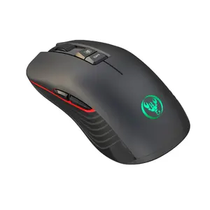 HXSJ T30 wireless charging mouse 7 color light 3600DPI gaming mouse wireless support USB and Type-c interface black mute Mice