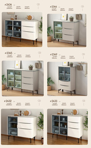Chine personnalisé couleur coloré blanc noir gris or coucher de soleil buffet en bois de noyer petite cuisine salle à manger grand buffet buffet - Product Image 5