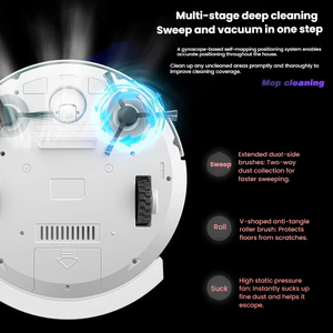 مكنسة روبوت 2 في 1 بقوة شفط 2000 باسكال مع تحكم عن بعد بالأشعة تحت الحمراء وشحن تلقائي للاستخدام المنزلي - Product Image 4