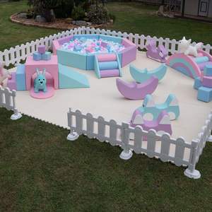 สนามเด็กเล่นแปดเหลี่ยมสีพาสเทล อุปกรณ์สนามเด็กเล่นมือสองสำหรับขาย แผนธุรกิจสนามเด็กเล่นในร่มแบบนุ่ม - Product Image 4