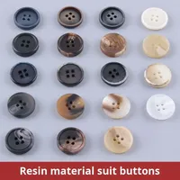 Boutons de costume classiques ronds en polyester imitation corne de tortue, attaches durables pour vêtements, boutons en résine à 4 trous