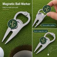 Fourche de réparation de divots de golf en fer personnalisée avec marqueur de balle magnétique en émail robuste, logo d'équipe personnalisé, outil de réparation de green de golf et ouvre-bouteille