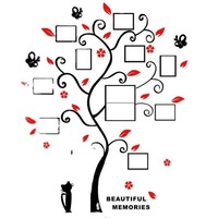 Acrylic 3D Cat Photo Frame Tree Wall Sticker Crystal Mirror Self Adhesive Living Room Bedroom Kids Room Decor Wholesale
