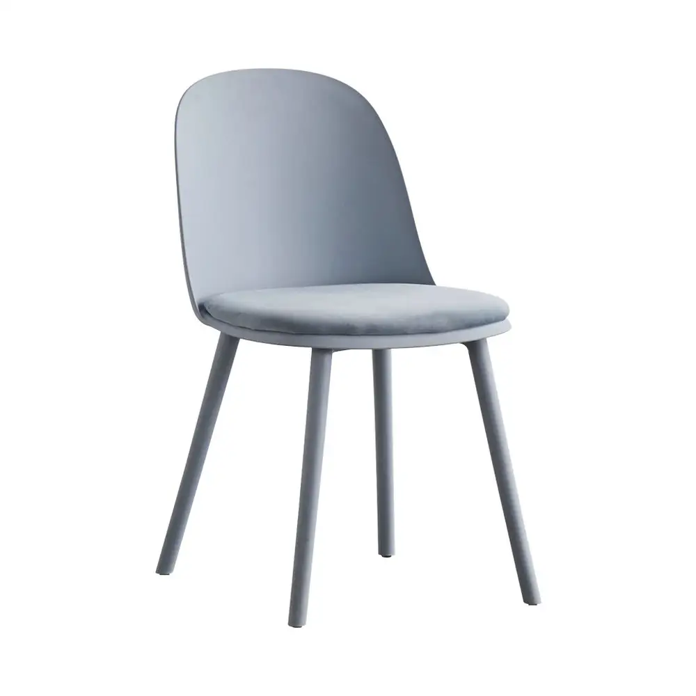 Sedia da cucina grigio Set di 4 sedie da pranzo in velluto con gambe in metallo moderne sedie imbottite