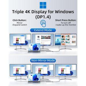 USB C HUB Màn hình kép 13 1 ba hiển thị Docking Station Multiport Adapter 2 HDMI + DP + 8 USB C/A USB C Docking truyền dữ liệu - Product Image 3