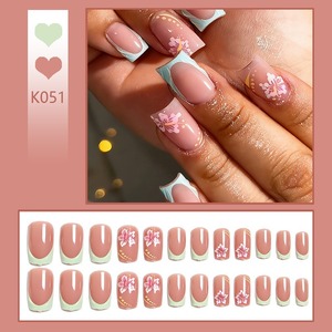 <span class=keywords><strong>Uñas</strong></span> Postizas Francesas K051 en Rosa Nude y Verde Menta, Estilo Romántico Dulce, Estética Occidental, ABS Premium, Venta al Por Mayor, Disponibles en Stock - Product Image 2