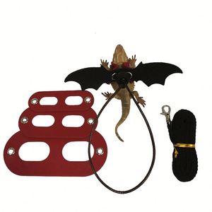 Ensemble de harnais et de laisse pour reptiles en cuir, harnais pour lézards, harnais pour agame barbu, harnais pour dragon, ensemble de laisse de traction avec ailes - Product Image 1