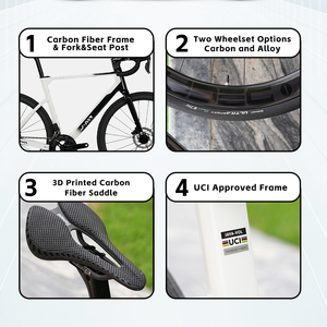 Bicicleta de Carretera de Carbono VOLATA con Cuadro Integrado de 24 Velocidades, Manillar de Carbono OEM Ligero, Frenos de Disco 700C - Product Image 4