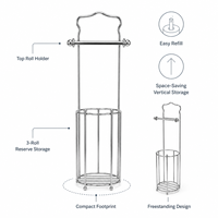 Support de papier toilette autoportant en métal personnalisé avec rangement pour 3 rouleaux, organisateur de salle de bain, fabricant OEM ODM