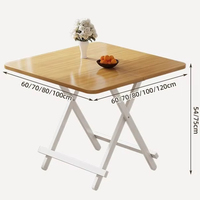Table à manger carrée multifonctionnelle pliable et réglable, mobilier de salle à manger moderne en bambou avec pieds en fer, rangement facile pour la pièce