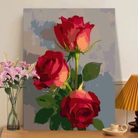 Peinture à l'huile numérique Rose transfrontalière à colorier soi-même, cadeau créatif fait main, décoration d'intérieur, toile à l'huile, cadre en bois massif, moderne