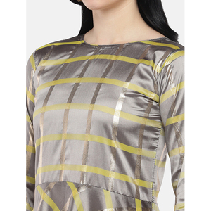 mujeres vestido de camiseta a rayas de manga larga cuello redondo Falda larga, casual vestido de las mujeres - Product Image 4
