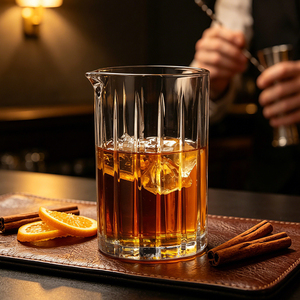 NOVARE - Vaso Mezclador de Cócteles Moderno de Vidrio sin Plomo de 730 ml, Jarra para Servir con Boquilla, Vaso Mezclador Profesional para <span class=keywords><strong>Bar</strong></span>, Coctelera Tallada - Product Image 1