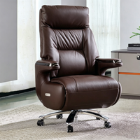 Chaise de bureau de direction de luxe avec repose-pieds, chaise de patron ergonomique inclinable en cuir, chaise pivotante à dossier haut pour ordinateur de bureau