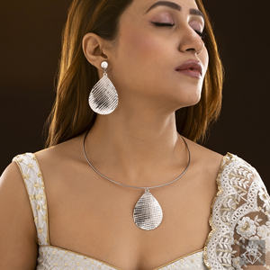 PRAO Handmade Anti-Tarnish Silver Hasli Necklace Earrings <b>Fashion</b> <b>Jewellery</b> Bulk Product for Weddings Parties Engagements - Product Image 2