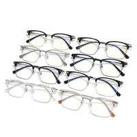 Monture de lunettes carrée en titane pur ultra-légère pour hommes, adaptée aux verres correcteurs, demi-monture pour lunettes de vue