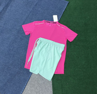 Conjunto Deportivo de 2 Piezas para Hombre, Camiseta de Secado Rápido con Rayas Azul Claro y Pantalones Cortos Deportivos Negros con Rayas Reflectantes