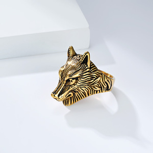 Wolf Head <b>Men's</b> <b>Ring</b> <b>Titanium</b> Steel Gold Black Silver Animal Zodiac Jewelry Gift for <b>Men</b> Fashion <b>Rings</b> - Product Image 3
