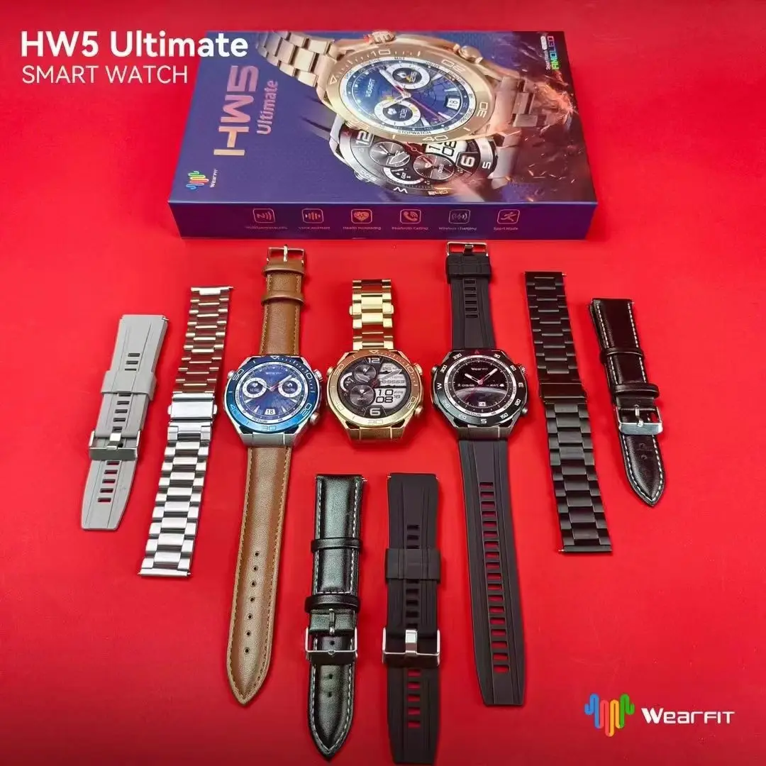 HW5 Ultimate Amoled akıllı saat 2023 1.45 inç 480*480 spor fitness takip chazı yatak saat GPS pedometre hw5ultimate smartwatch