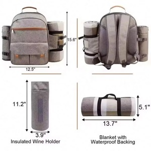 Échantillon gratuit : sac de camping personnalisé pour 4 personnes, sac à dos de pique-nique avec vaisselle et porte-bouteille de vin - Product Image 2