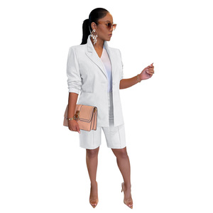 King Mcgreen Star 2 pièces ensemble Blazer costumes courts genou longueur pantalon bureau costume dame femmes Blazer pantalon deux pièces ensemble - Product Image 4