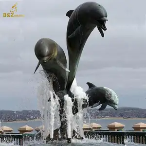 Moderno animale marino in metallo bronzo/ottone delfino fontana di acqua statua giardino esterno piscina decorazione