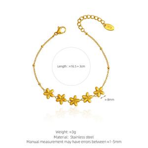 Tarnish Free Waterproof Cute 316l Stainless Steel Jewlery <b>14k</b> 18k <b>Gold</b> Plated Flower <b>Bracelet</b> Dainty for Women - Product Image 6