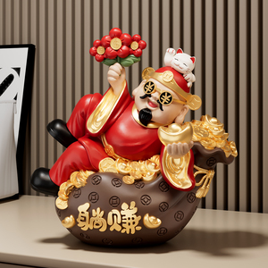 Figura de Resina del Dios de la Riqueza, Estatua del Dios del Dinero con Monedas para Decoración de Sala de Estar, Tienda o Regalo de Inauguración - Product Image 5