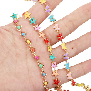 Collar de cadena de esmalte con mariposas coloridas, aleación de zinc, joyería de moda para mujer, regalo con patrón de estrella y corazón H1277 - Product Image 2