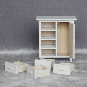 1:12 <span class=keywords><strong>maison</strong></span> de poupée mini modèle de meubles d'<span class=keywords><strong>ameublement</strong></span> micro scène tiroir en bois massif armoire latérale de couleur BRICOLAGE armoire blanche - Product Image 4