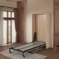 Lit pliable compact Lequan avec fonction canapé-lit, construction en métal et bois, taille/couleur personnalisable, montage facile