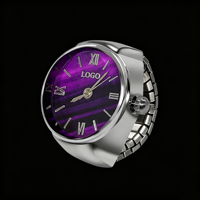 Montre bague personnalisée avec logo, style vintage punk rétro, cadran numérique, quartz, Y2K, argentée, mini montre bague carrée pour hommes et femmes