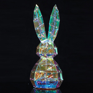 Lapin irisé à LED pour Pâques Décoration de vacances réutilisable et fournitures de fête Lampe de Pâques alimentée par USB Lapin Idées cadeaux - Product Image 4