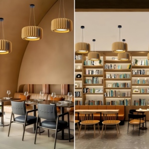 ECOJAS Modern liontin akustik lampu untuk dalam ruangan, Cafe Wine Bar suasana tenang LED NRC 0.85 tingkat suara dapat diatur - Product Image 2