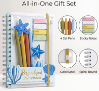 Ensemble de carnets spirales avec stylo, papier, reliure spirale, inclut des autocollants d'indexation et une bande élastique, accessoires personnalisables