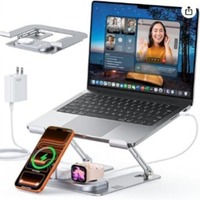 Support de tablette PC en alliage d'aluminium réglable en hauteur avec charge sans fil et dissipation rapide de la chaleur, emballage en boîte couleur