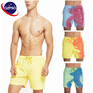 Shorts de bain thermochromiques QZFSO personnalisés avec logo, tissu sensible à la température, changement de couleur, pour la plage - Product Image 1