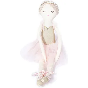 2024 nuovo stile di capelli vestito Ballerina bambola di pezza rosa vestito sottile e gamba lunga ragazza bambola di pezza