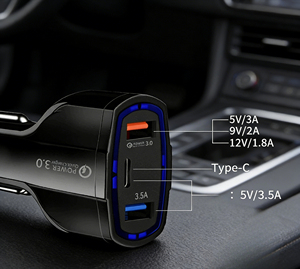 Автомобильное зарядное устройство PD 33W QC <span class=keywords><strong>3</strong></span>.0 <span class=keywords><strong>3</strong></span>-в-1 с несколькими портами USB Type-C, адаптер питания для быстрой зарядки мобильных телефонов, в упаковке - Product Image 2