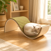Grattoir pour chat en liège naturel et feutre en forme de S, planche à gratter incurvée rayée pour le repos des chats d'intérieur