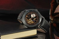 Montre mécanique automatique pour homme, tourbillon, phase de lune, cadran à aiguilles, boîtier en alliage, bracelet en cuir véritable, pour un usage professionnel et décontracté
