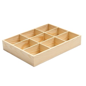 Caja de Almacenamiento de Madera con Múltiples Compartimentos, Organizador de Escritorio de 9 Rejillas, Organizador de Oficina de Madera Sólida, Forma Rectangular - Product Image 4