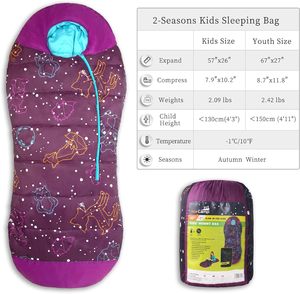 Originale fabbrica bagliore nel buio mummia <span class=keywords><strong>sacco</strong></span> <span class=keywords><strong>a</strong></span> <span class=keywords><strong>pelo</strong></span> per bambini giovani impermeabile resistente all'acqua per il campeggio - Product Image 3