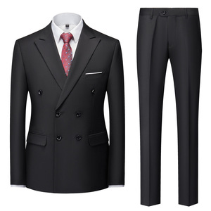 Conjunto de 2 piezas de doble botonadura para hombre sólido, <span class=keywords><strong>traje</strong></span> de escenario informal de negocios para boda con solapa de pico, <span class=keywords><strong>traje</strong></span> de Graduación - Product Image 3
